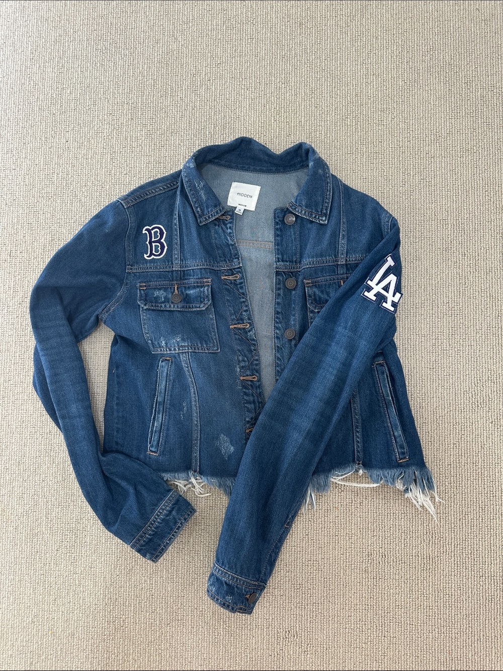 Denim Jacket with MLB Patches - Blue LA Dodgers medium